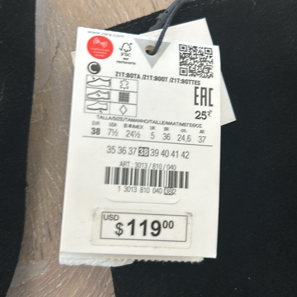 BNWT Zara Black Suede Boots Size EU 38 - Picture 2 of 5